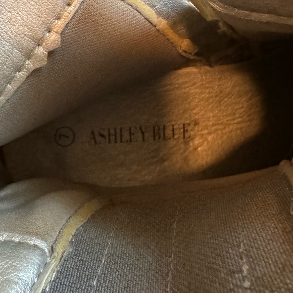 Ashley Blue Faux Snakeskin Ankle Booties - Picture 1 of 9